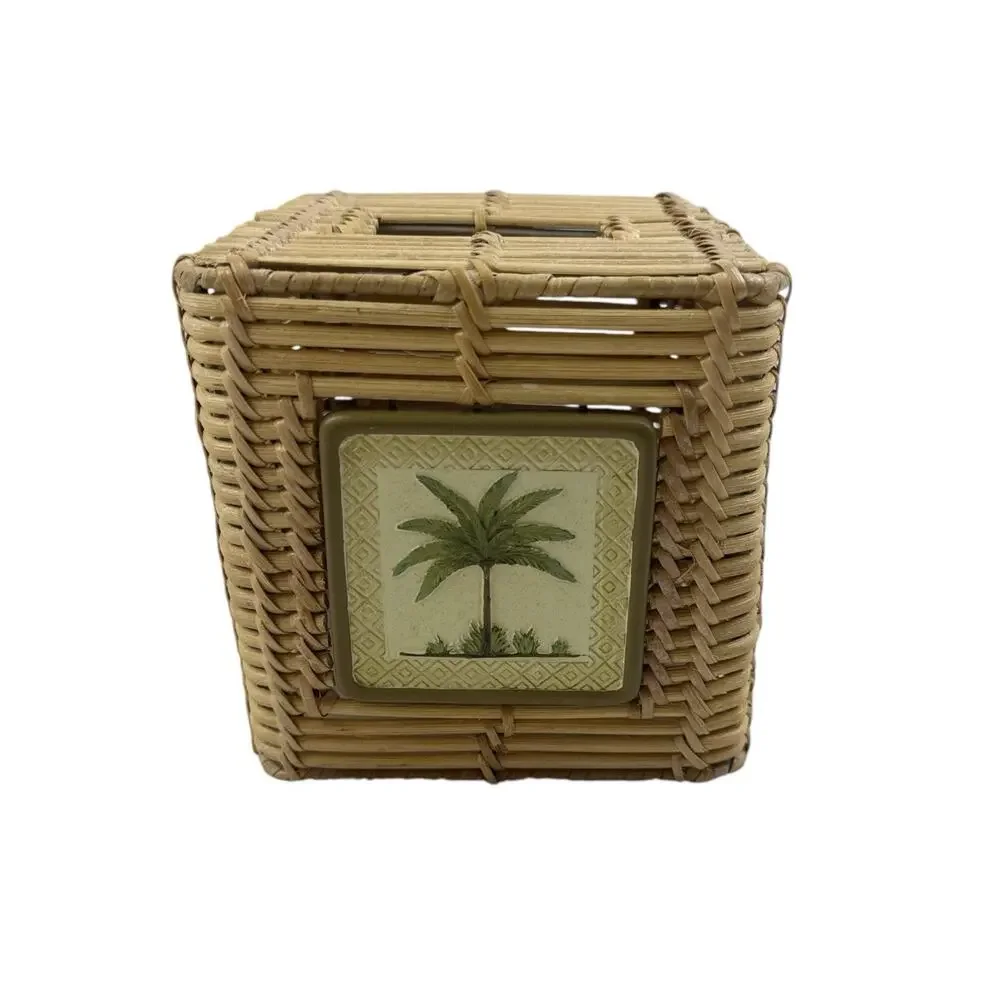 Beth Yarbrough Palm Tree Tissue Paper Holder Cover Wicker Bathroom Decor